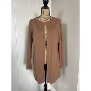 J Crew Factory Carmel Brown Open Front Mid Length Cardigan Size XS